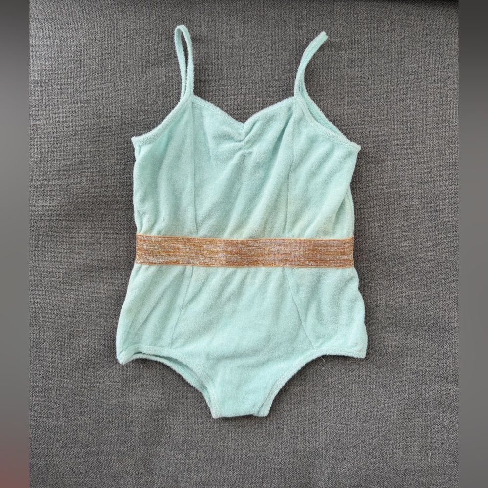 Bonjour girls Mint Green Bodysuit with Gold Stripe